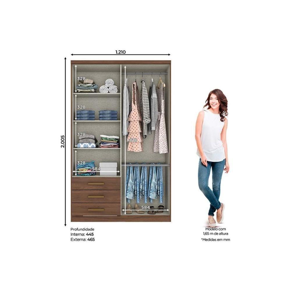 Guarda Roupa Casal 4 Portas (2 C- Espelho) E 3 Gavetas Caju Da135 Branco - Henn - 2