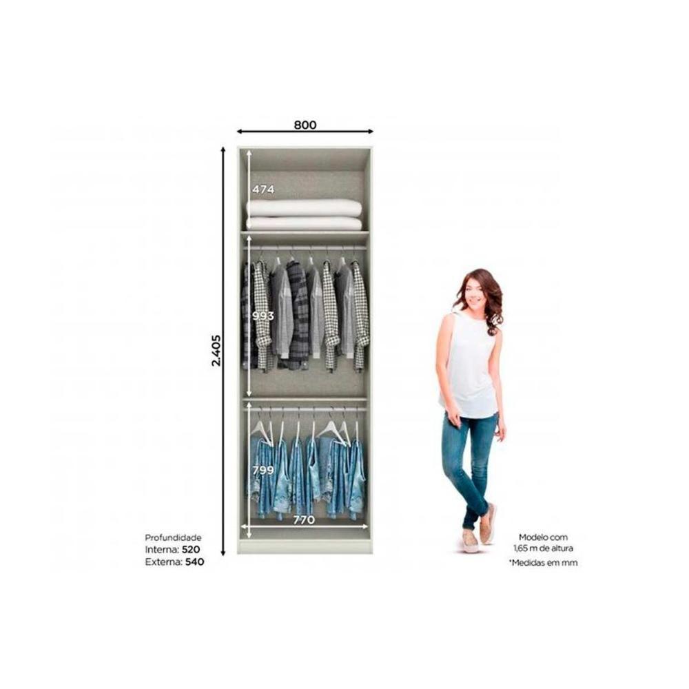 Guarda Roupa Modulado C- 2 Portas Mc08 Seletto Areia-jequitibá - Henn - 3