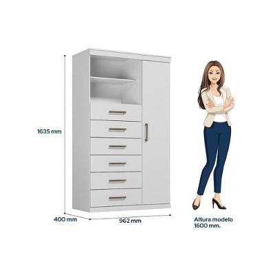 Guarda Roupa Casal Kit QC132 8 Portas Bater 10 Gavetas Branco Santos Andirá