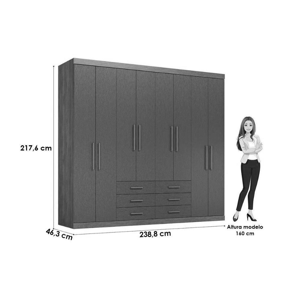 Guarda Roupa 8 Portas E 6 Gavetas C- Pés Master 8.6 Jatobá-areia - Santos Andirá - 5