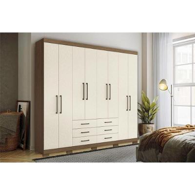 Guarda Roupa Casal Master 8.6 8 Portas de Abrir 6 Gavetas Castanha-Jatobá-Areia