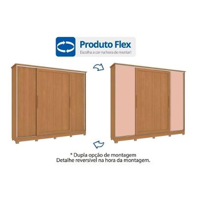 Guarda Roupa Casal CB03N565 4 Portas de Correr 4 Gavetas Canela-Macadamia Kappesberg