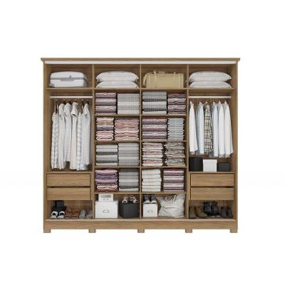 Guarda Roupa Casal CB03N565 4 Portas de Correr 4 Gavetas Nogueira-Macadamia Kappesberg