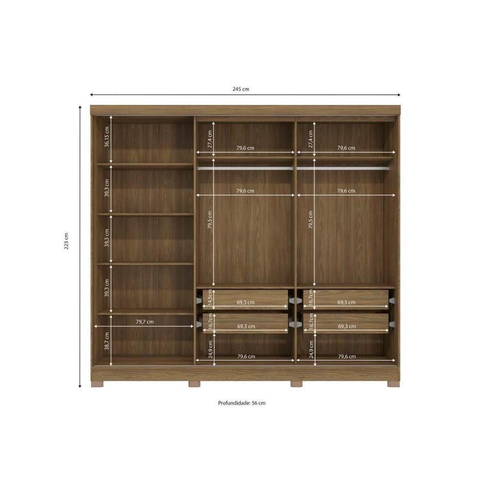 Guarda Roupa 5 Portas E 4 Gavetas C- Pés Cb03n564 Canela - Kappesberg - 4