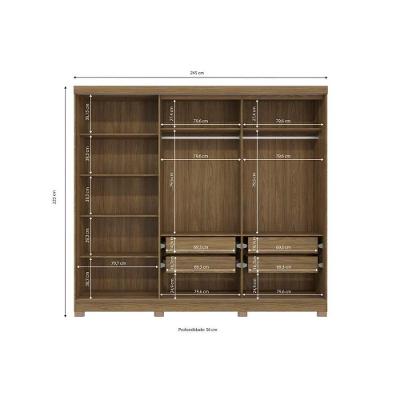 Guarda Roupa Casal CB03N564-CN 5 Portas 4 Gavetas Canela