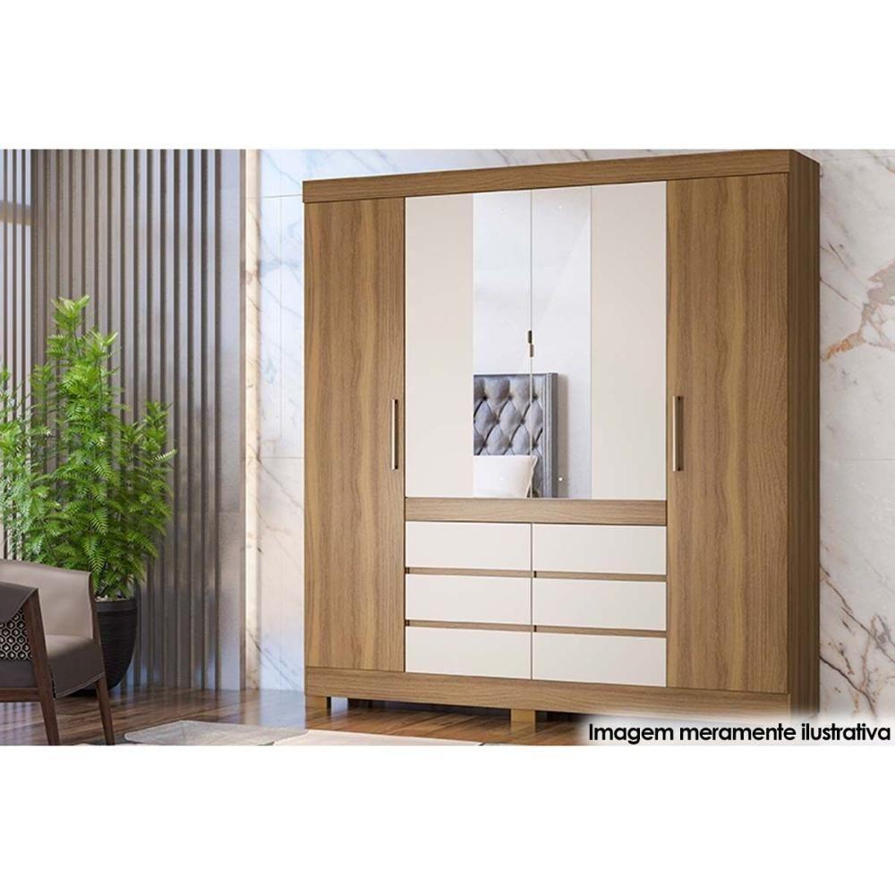 Guarda Roupa Casal 4 Portas E 6 Gavetas C- Espelho Cadis - Amendola-off White - Demóbile - 1