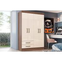 Guarda Roupa Casal 4 Portas E 2 Gavetas Briz Be12 Castanho-off White - Henn - 1