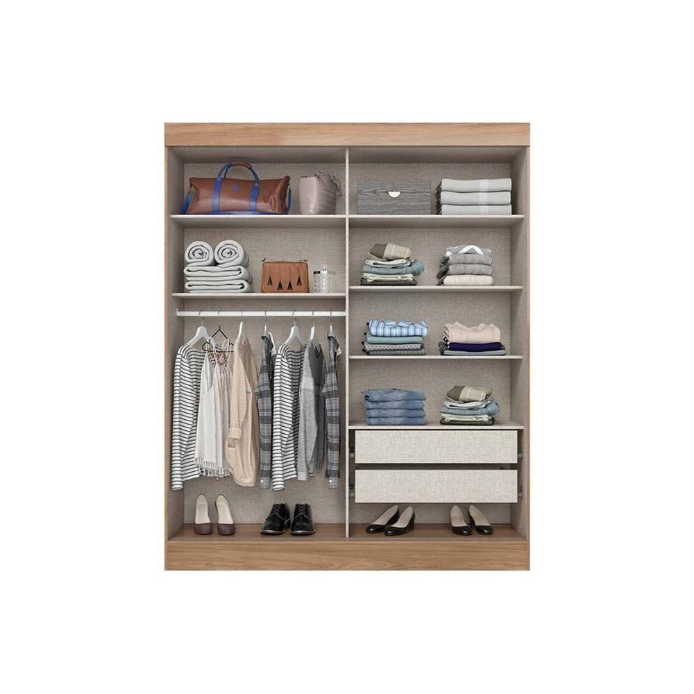 Guarda Roupa Casal 2 Portas De Correr E 2 Gavetas Briz B353 Nature-cinza - Henn - 6