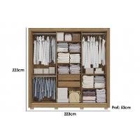 Guarda Roupa Casal 3 Portas De Correr E 2 Gavetas C- Espelho E Pés Cb01m570 Nogueira-fendi - Kappesberg - 2