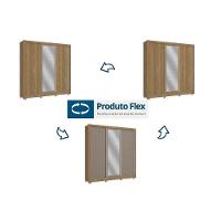 Guarda Roupa Casal 3 Portas De Correr E 2 Gavetas C- Espelho E Pés Cb01m570 Nogueira-fendi - Kappesberg