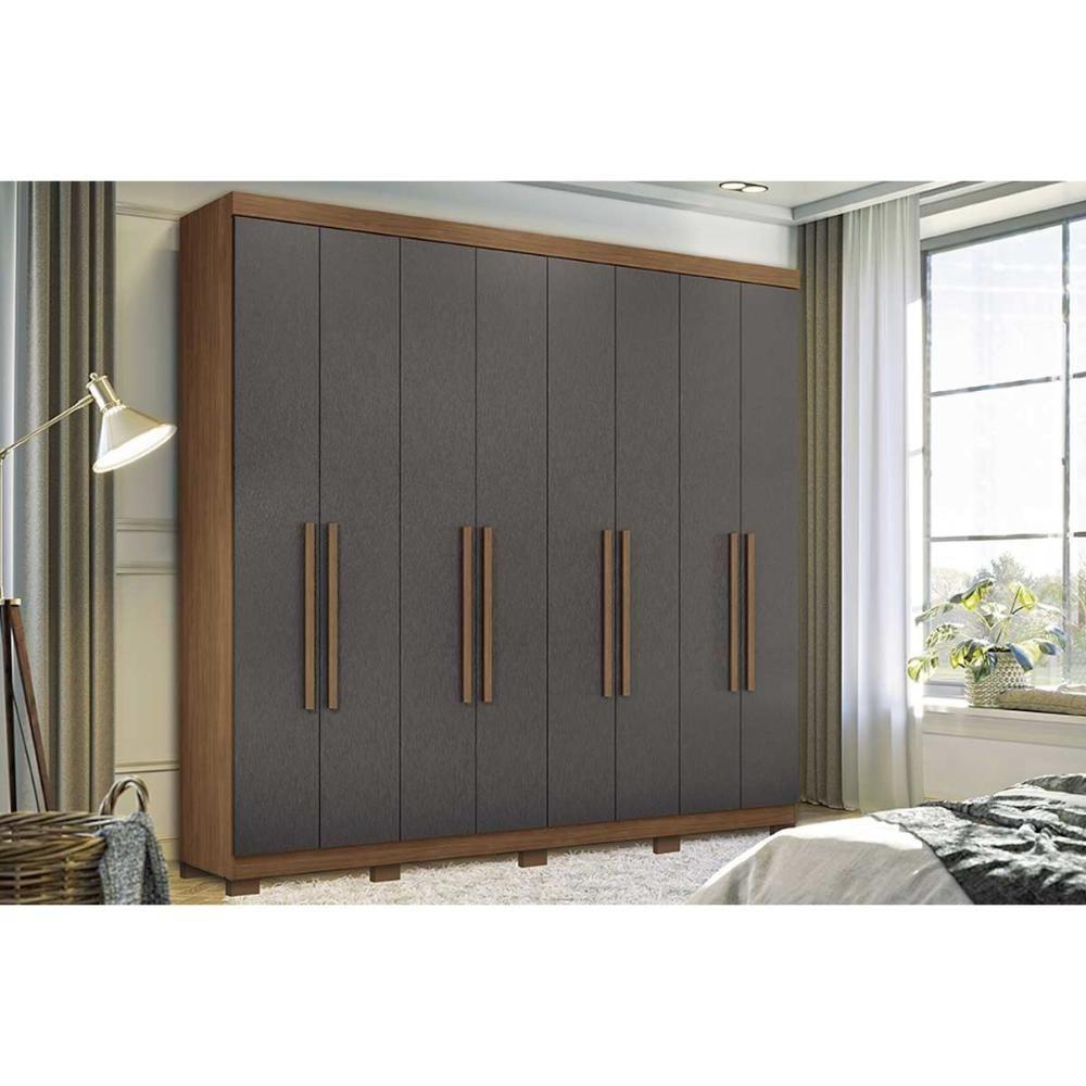 Guarda Roupa 8 Portas E 4 Gavetas C- Pés Master New 8.4 Jatobá-grafite - Santos Andirá - 1