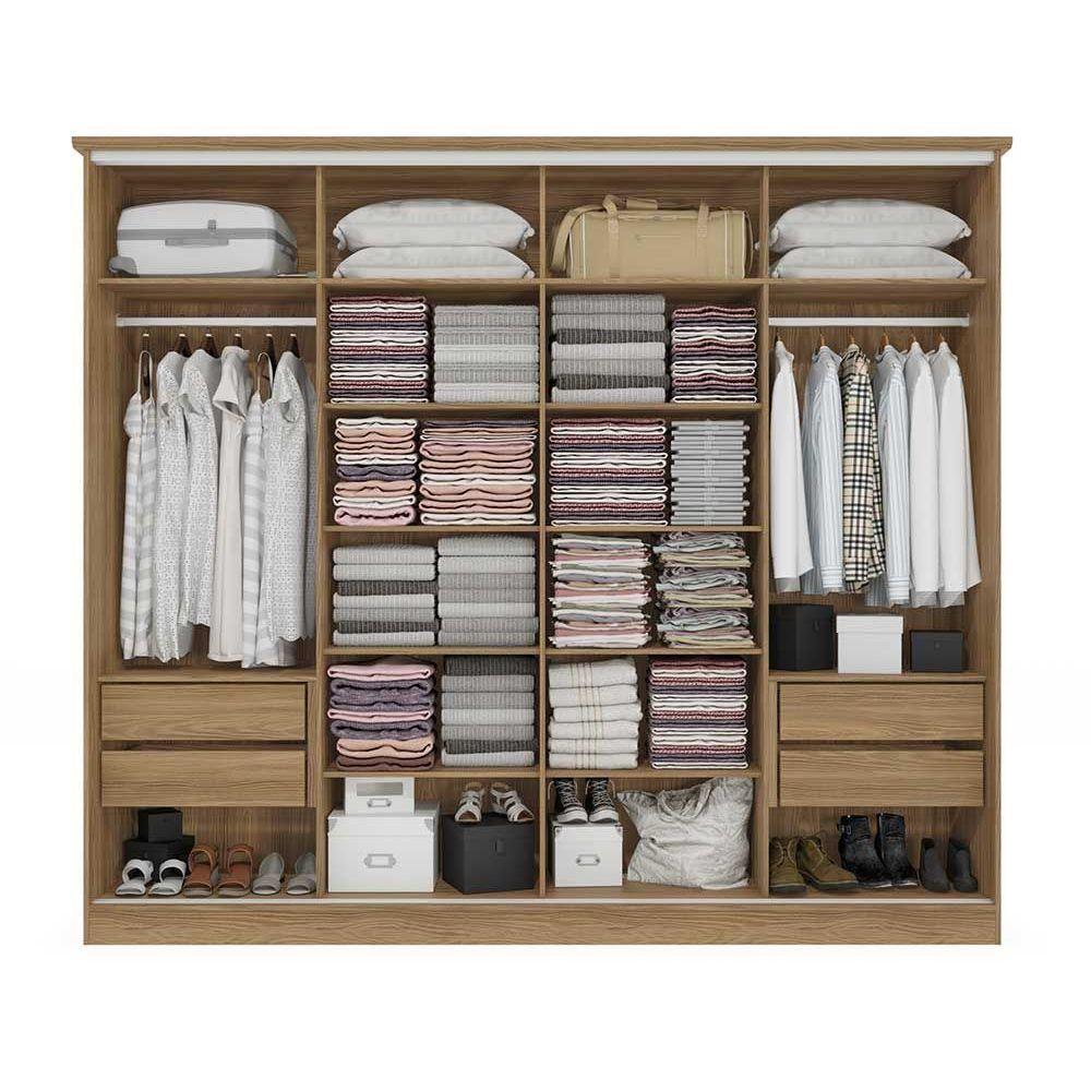 Guarda Roupa 4 Portas De Correr E 4 Gavetas N565 Flex Canela-canela Ou Macadamia - Kappesberg - 5