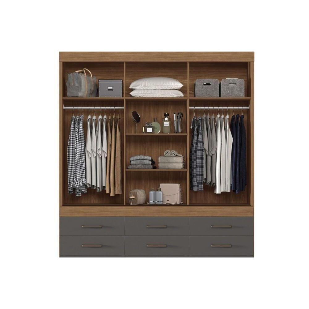 Guarda Roupa 3 Portas De Correr E 9 Gavetas C- Pés Click 3.9 Jatobá-areia - Santos Andirá - 7