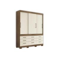 Guarda Roupa 3 Portas De Correr E 9 Gavetas C- Pés Click 3.9 Jatobá-areia - Santos Andirá - 1