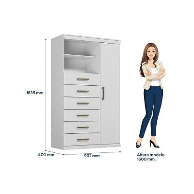 Guarda Roupa Casal Kit 2 Peças QC143 8 Portas de Bater 4 Gavetas Branco Santos Andirá