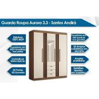 Guarda Roupa 3 Portas (1 C- Espelho) E 3 Gavetas Aurora 3.3 Jatobá-grafite - Santos Andirá - 2