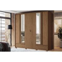 Guarda Roupa Casal 6 Portas E 5 Gavetas C- Espelho E Pés Democrata Jatoba - Santos Andirá - 1