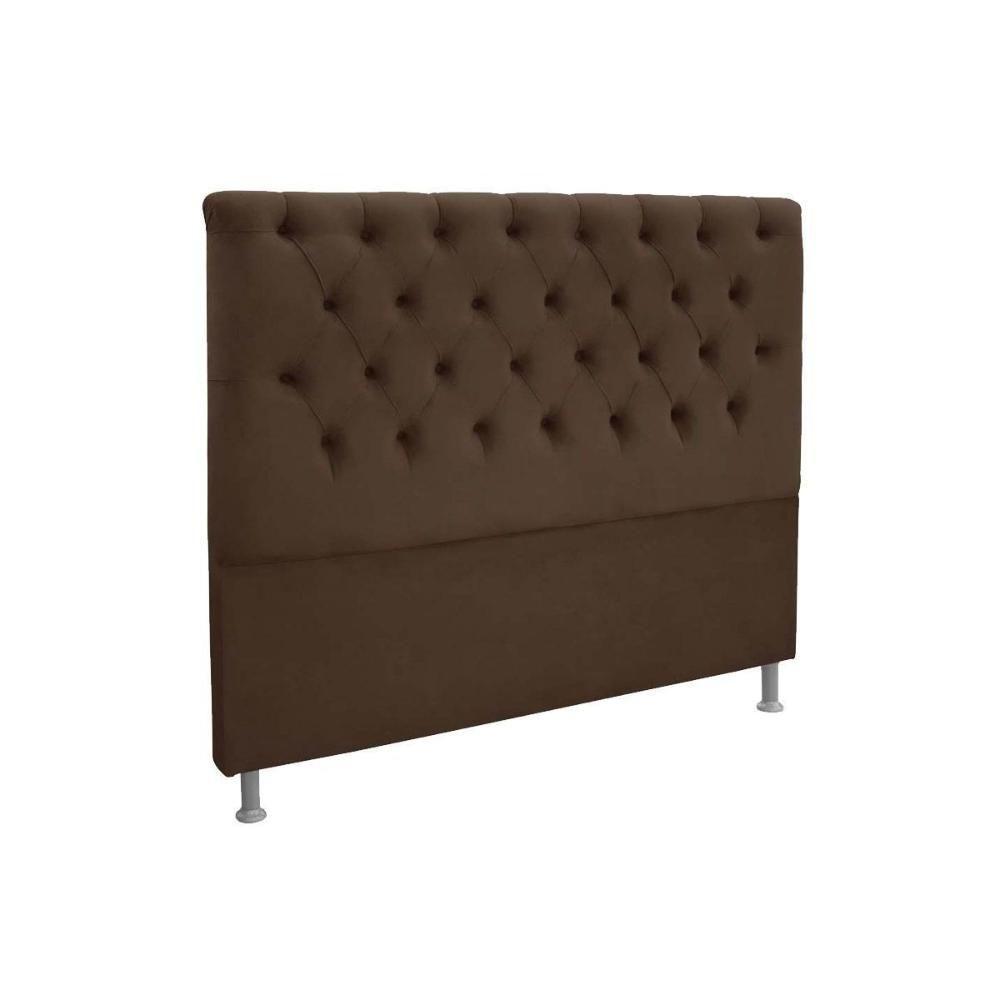 Painel De Cama Box Estofada Casal Embaixatriz Plus Suede Marrom Chocolate - Simbal - 1