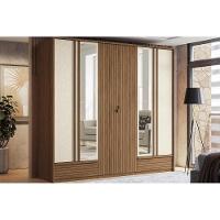 Guarda Roupa 6 Portas (2 C- Espelho) E 5 Gavetas Democrata Jatobá-areia - Santos Andirá - 1