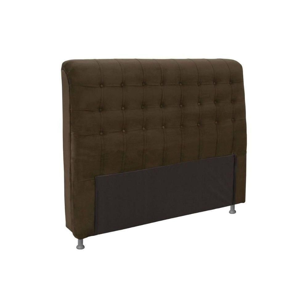 Painel De Cama Box Estofada Casal Dama Plus Suede Marrom Chocolate - Simbal - 1