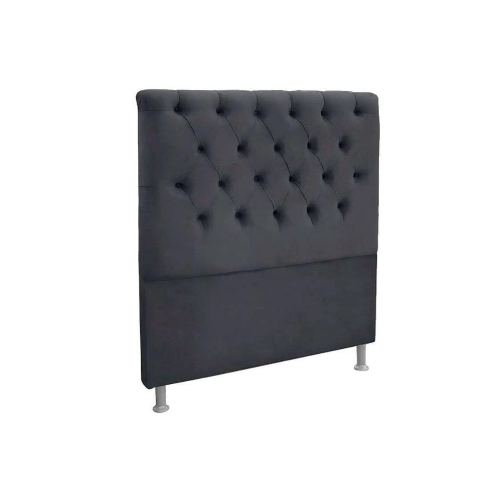 Painel De Cama Box Estofada Solteiro Embaixatriz Plus Suede Cinza - Simbal - 1