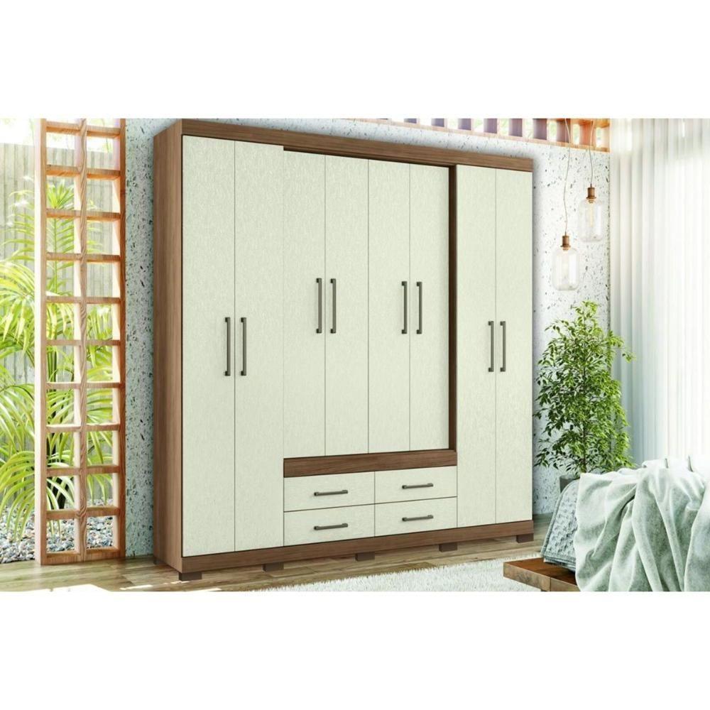 Guarda Roupa 8 Portas E 4 Gavetas C- Pés Nápoles Jatobá-areia - Santos Andirá - 1
