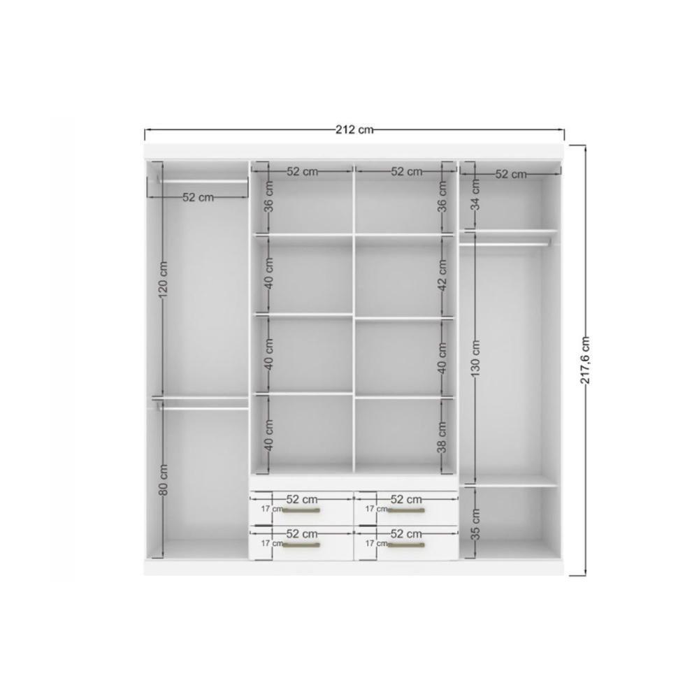 Guarda Roupa 8 Portas E 4 Gavetas C- Pés Nápoles Jatobá-areia - Santos Andirá - 5
