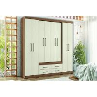 Guarda Roupa 8 Portas E 4 Gavetas C- Pés Nápoles Jatobá-areia - Santos Andirá - 1
