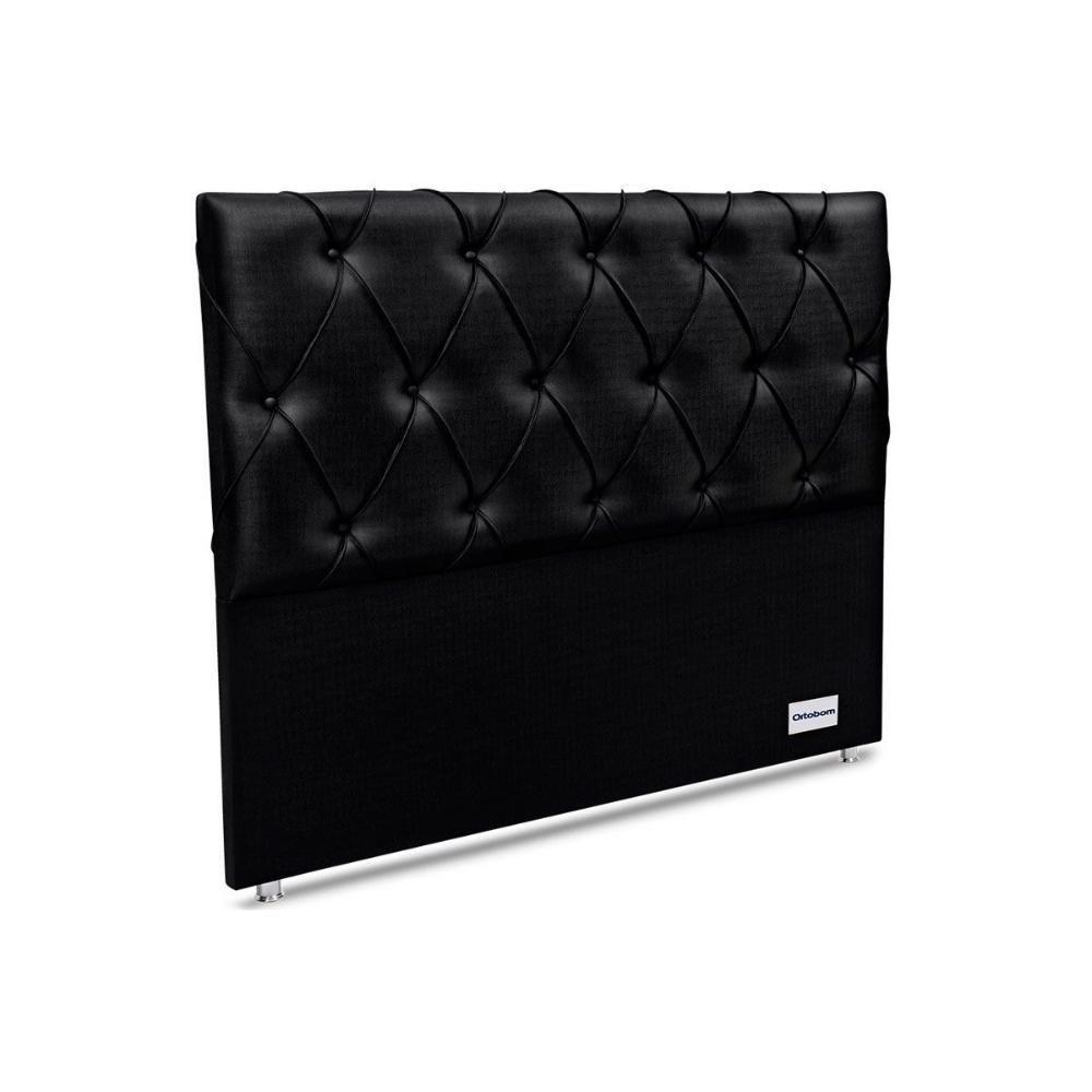 Painel De Cama Box Estofada Murat Facto Black Casal - Courano Preto - Ortobom - 1
