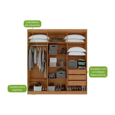 Guarda Roupa Casal Jazz 6 Portas de Abrir 3 Gavetas Branco MDP Lopas