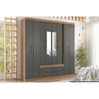 Guarda Roupa Casal 8 Portas E 4 Gavetas C- Espelho Nápoles Jatoba-grafitte - Santos Andirá - 1