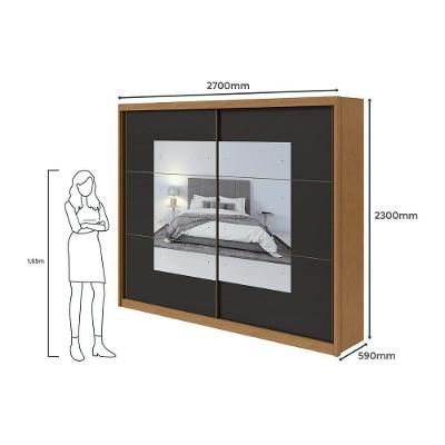 Guarda Roupa Casal Toronto 2 Portas de Correr 6 Gavetas Branco MDF Lopas