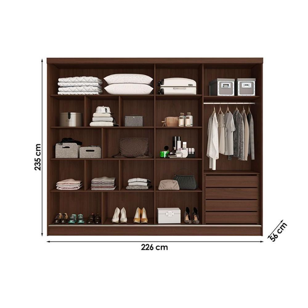 Guarda Roupa Casal 2 Portas De Correr E 4 Gavetas Galati Peroba-off White - Europa - 2