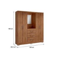 Guarda Roupa Solteiro 4 Portas E 3 Gavetas C- Espelho Roma 1181 C- Pés Freijo-off White - Carraro - 2