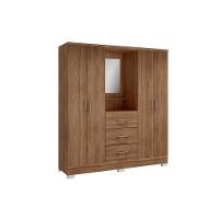 Guarda Roupa Solteiro 4 Portas E 3 Gavetas C- Espelho Roma 1181 C- Pés Freijo-off White - Carraro