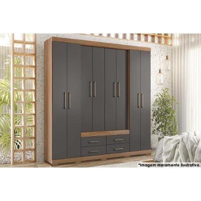 Guarda Roupa Casal Santos Andirá 8 Portas Abrir 4 Gavetas Jatobá-Grafite