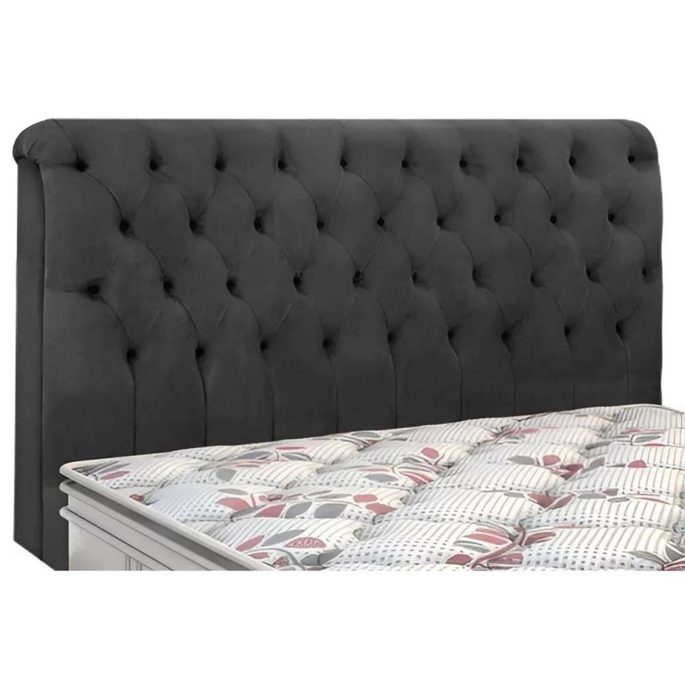 Painel De Cama Box Estofada Queen Imperatriz Plus Suede Cinza - Simbal - 1