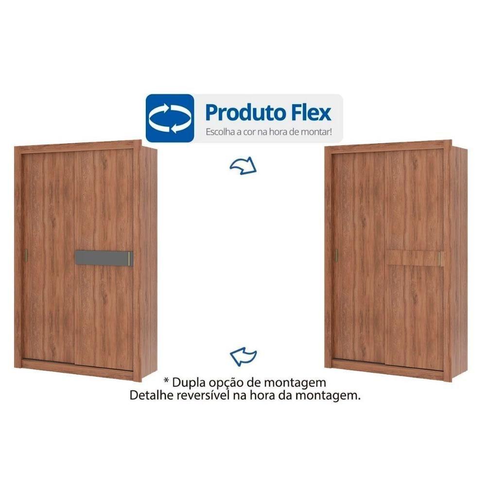 Guarda Roupa Solteiro 2 Portas De Correr E 2 Gavetas Vivacce 835 Flex Branco Ou Branco C- Freijo - Carraro - 3