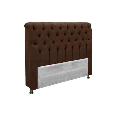 Painel De Cama Box Estofada King Imperatriz Plus Suede Marrom Chocolate - Simbal