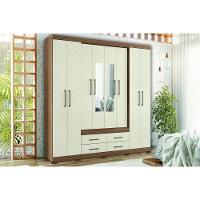 Guarda Roupa 8 Portas (2 C- Espelho) E 4 Gavetas C- Pés Nápoles Jatobá-areia - Santos Andirá - 1