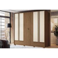 Guarda Roupa 6 Portas E 5 Gavetas C- Pés Democrata Jatobá-areia - Santos Andirá - 1