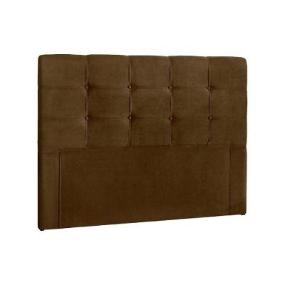 Painel De Cama Box Estofada Casal Clean Plus Suede Marrom Chocolate - Simbal