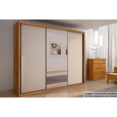 Guarda Roupa Casal Paradizzo Palazzo 3 Portas de Correr 6 Gavetas Cumaru Fendi MDF Novo