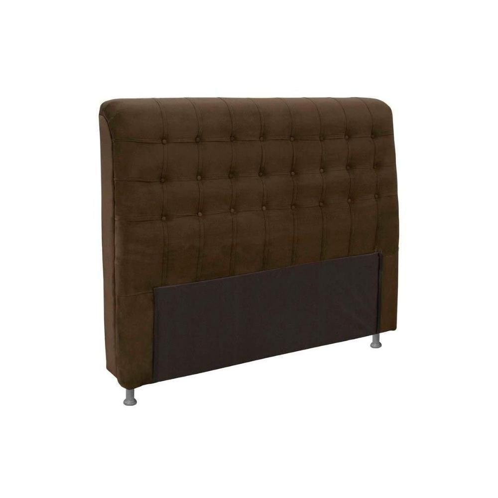 Painel De Cama Box Estofada Queen Dama Plus Suede Marrom Chocolate - Simbal - 1