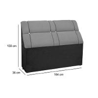 Painel De Cama Box Estofada Queen Imperador Suede Cinza/preto - Simbal - 6