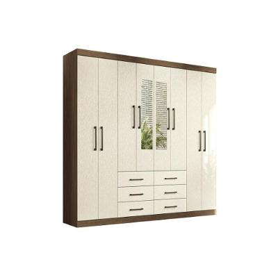 Guarda Roupa Casal Liverpool 9 Portas de Bater 6 Gavetas Castanha-Jatobá-Areia