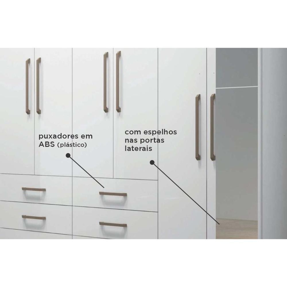Guarda Roupa 8 Portas (2 C- Espelho) E 6 Gavetas C- Pés Master 8.6 Jatobá-areia - Santos Andirá - 8