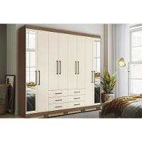 Guarda Roupa 8 Portas (2 C- Espelho) E 6 Gavetas C- Pés Master 8.6 Jatobá-areia - Santos Andirá - 1