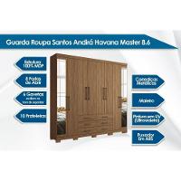 Guarda Roupa 8 Portas (2 C- Espelho) E 6 Gavetas C- Pés Master 8.6 Jatobá-areia - Santos Andirá - 2