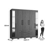 Guarda Roupa 8 Portas (2 C- Espelho) E 6 Gavetas C- Pés Master 8.6 Jatobá-areia - Santos Andirá - 5